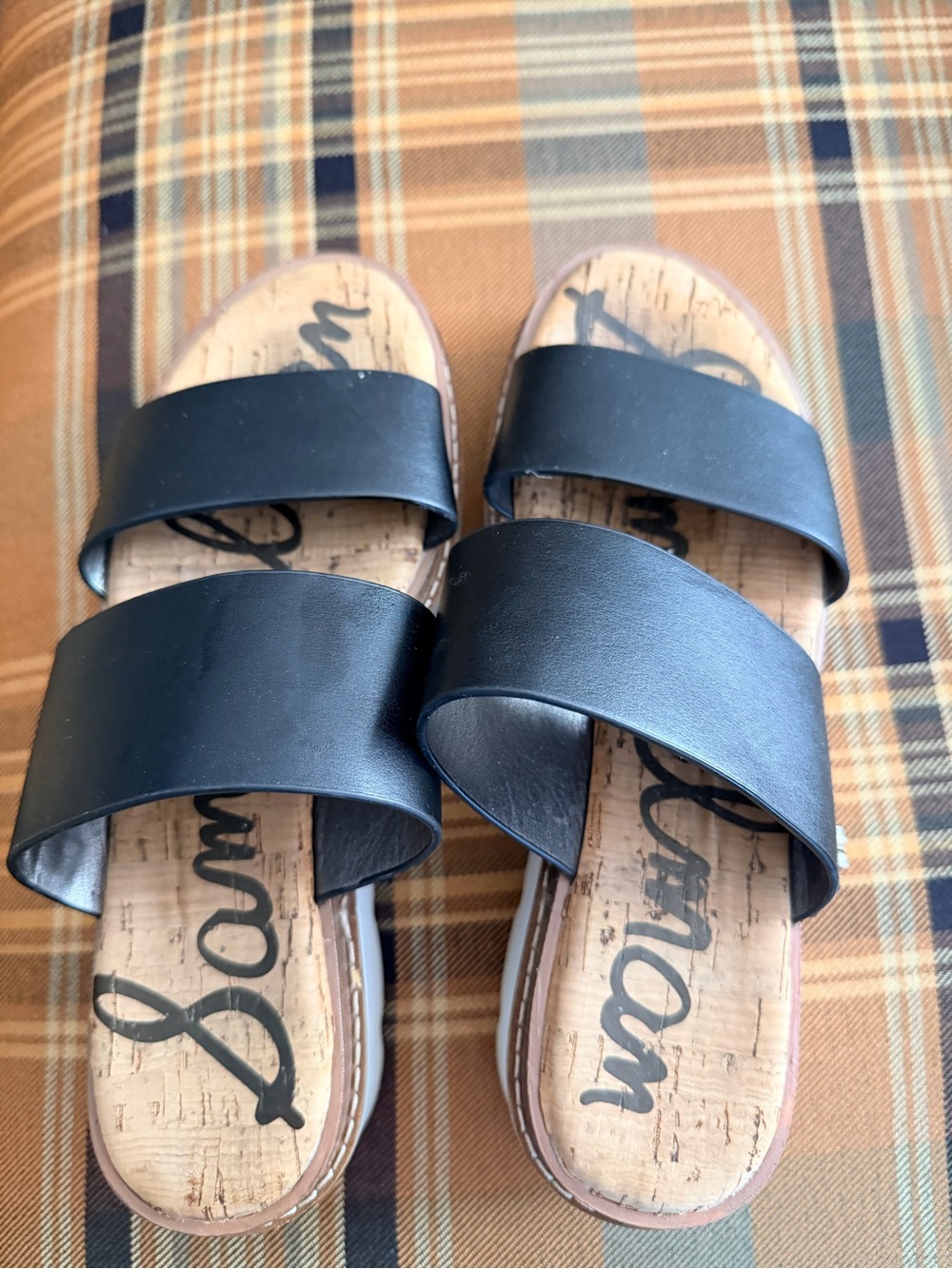 Sam Edelman Black Double-Strap Slide Sandals